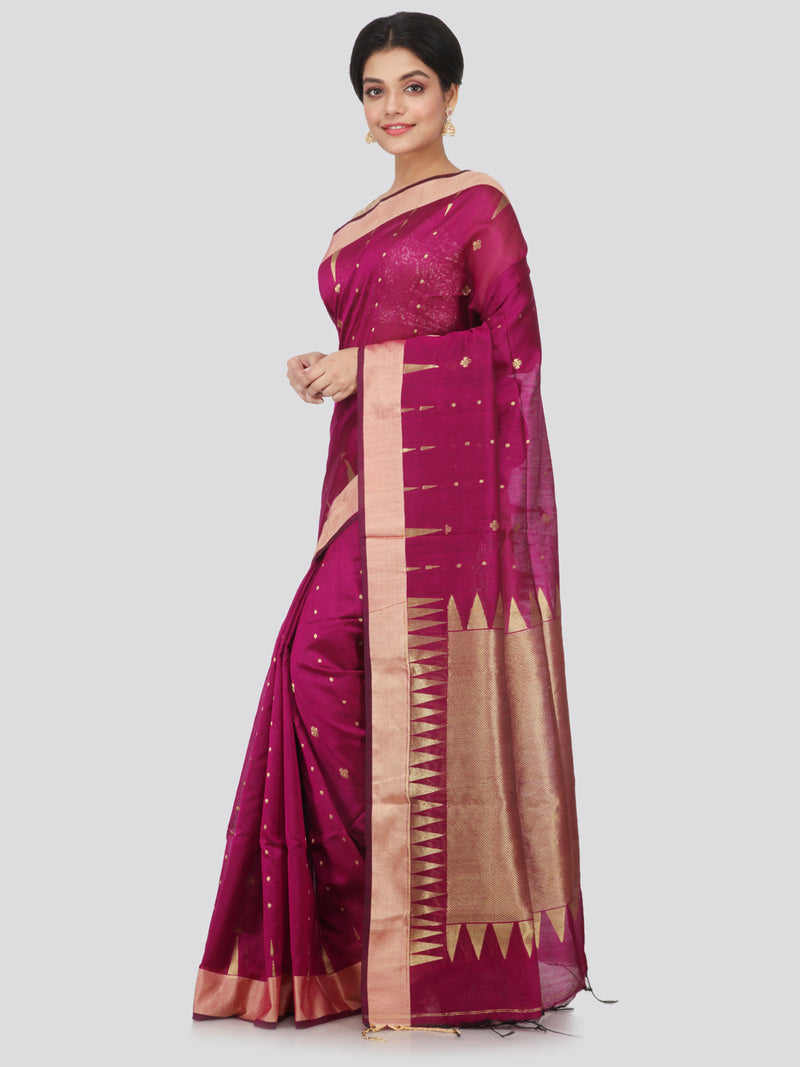 PinkLoom Women's Cotton Silk Saree With Blouse Piece (GB365_Pink)