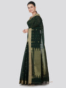 PinkLoom Women's Cotton Silk Saree With Blouse Piece (GB366_Dark Green)
