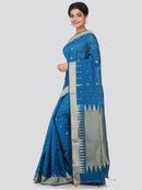 PinkLoom Women's Cotton Silk Saree With Blouse Piece (GB367_Blue)