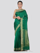 PinkLoom Women's Cotton Silk Saree With Blouse Piece (GB368_Green)