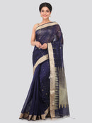 PinkLoom Women's Cotton Silk Saree With Blouse Piece (GB369_Dark Blue)