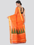 PinkLoom Women's Cotton Silk Saree With Blouse Piece (GB370_Orange)
