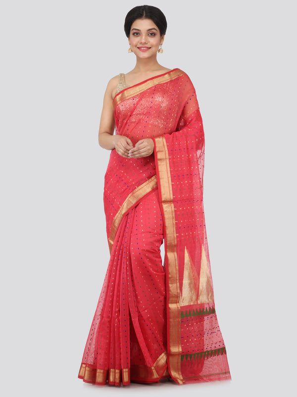 PinkLoom Women's Cotton Silk Saree With Blouse Piece (GB371_Pink)