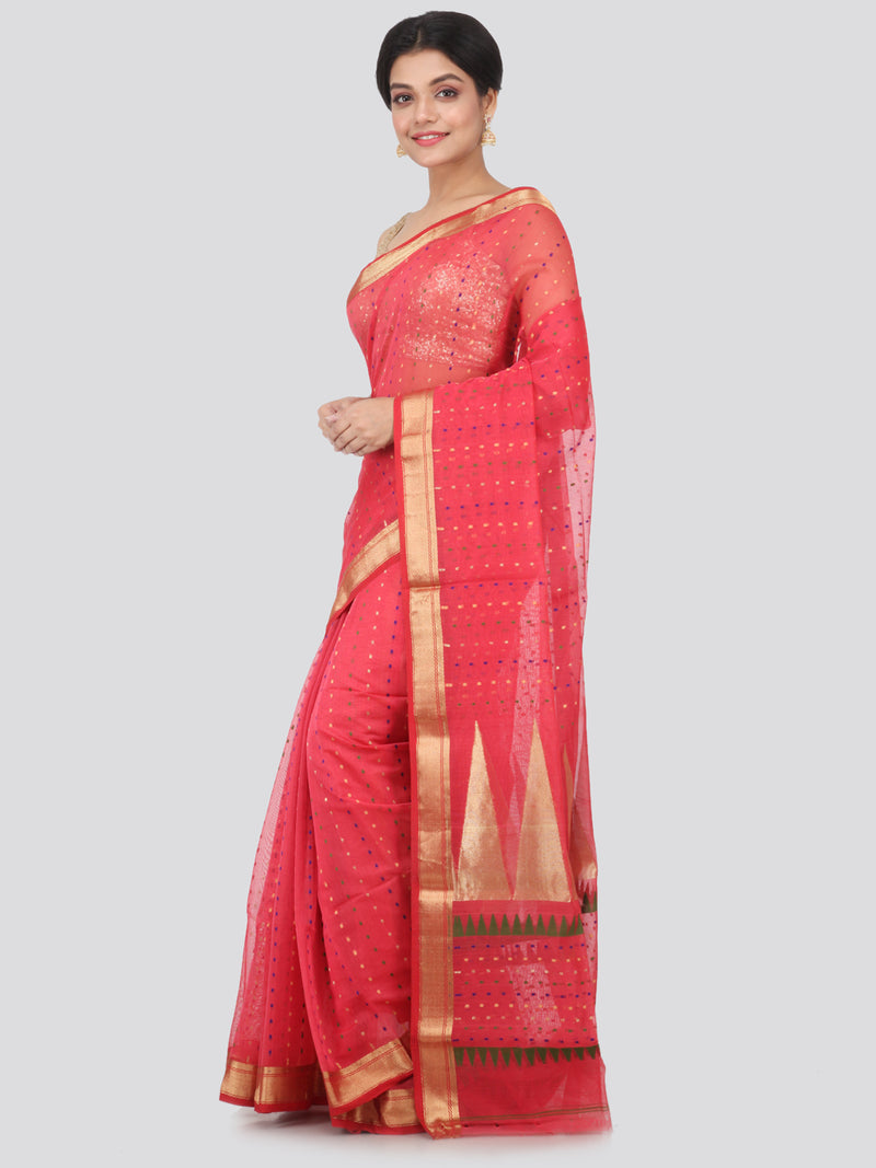 PinkLoom Women's Cotton Silk Saree With Blouse Piece (GB371_Pink)