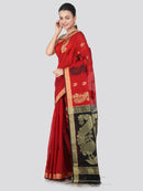 PinkLoom Women's Cotton Silk Saree With Blouse Piece (GB374_Red)