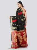 PinkLoom Women's Cotton Silk Saree With Blouse Piece (GB375_Black)