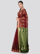 PinkLoom Women's Cotton Silk Saree With Blouse Piece (GB378_Maroon)