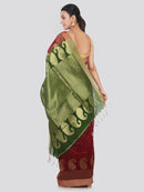 PinkLoom Women's Cotton Silk Saree With Blouse Piece (GB378_Maroon)
