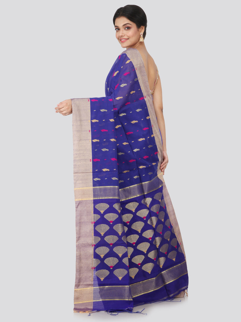 PinkLoom Women's Cotton Silk Saree With Blouse Piece (GB383_Blue)