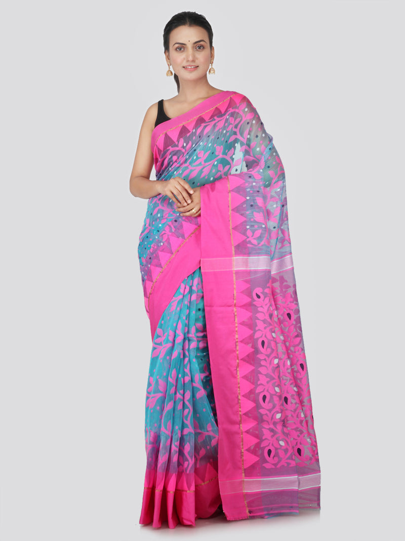 PinkLoom Women's soft Jamdani Saree without Blouse Piece (GB384_Multicolored)
