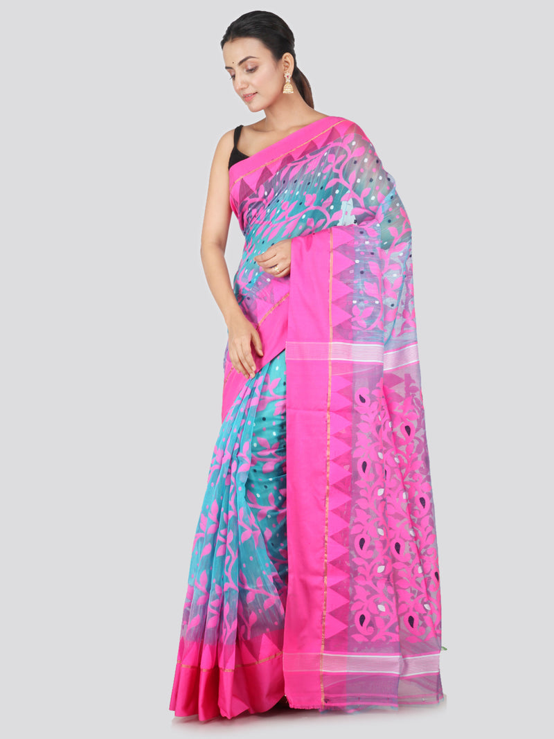 PinkLoom Women's soft Jamdani Saree without Blouse Piece (GB384_Multicolored)