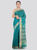 PinkLoom Women's Cotton Silk Saree With Blouse Piece (GB387_Light Blue)