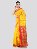 PinkLoom Women's Cotton Silk Saree With Blouse Piece (GB390_Yellow)