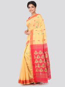 PinkLoom Women's Cotton Silk Saree With Blouse Piece (GB391_Beige)