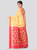 PinkLoom Women's Cotton Silk Saree With Blouse Piece (GB391_Beige)