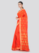 PinkLoom Women's Cotton Silk Saree With Blouse Piece (GB393_Orange)
