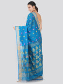 PinkLoom Women's Cotton Silk Saree With Blouse Piece (GB394_Light Blue)