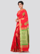 PinkLoom Women's Cotton Silk Saree With Blouse Piece (GB398_Red)