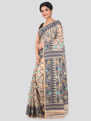PinkLoom Women's soft Jamdani Saree without Blouse Piece (GB401_Beige)