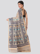 PinkLoom Women's soft Jamdani Saree without Blouse Piece (GB401_Beige)