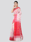 PinkLoom Women's soft Jamdani Saree without Blouse Piece (GB402_White)