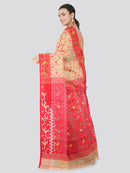 PinkLoom Women's soft Jamdani Saree without Blouse Piece (GB405_Beige)