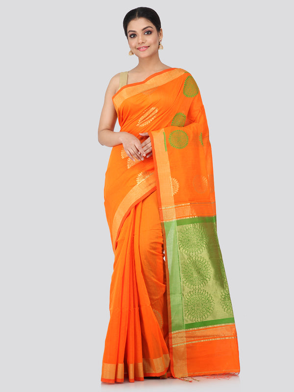 Women's Handloom Cotton Silk Saree With Blouse Piece