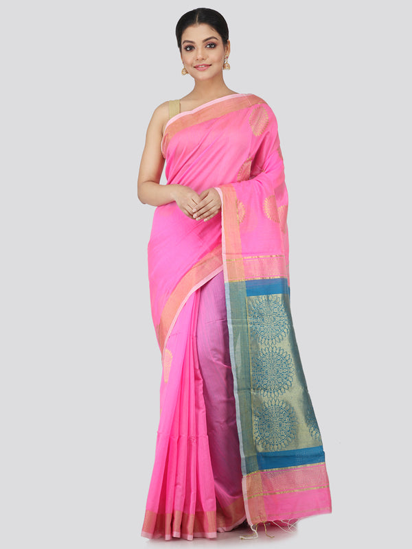 Women's Handloom Cotton Silk Saree With Blouse Piece