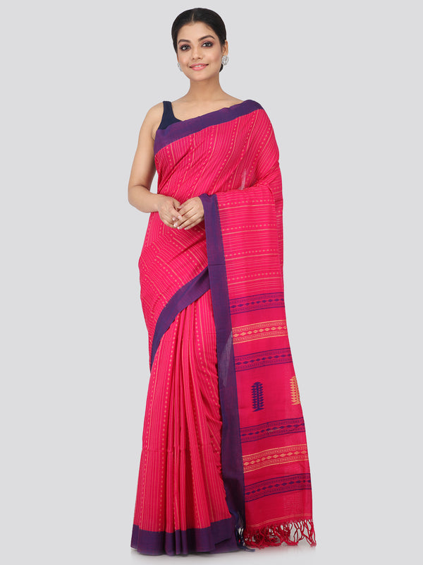 Women's Handloom Cotton Saree With Blouse Piece