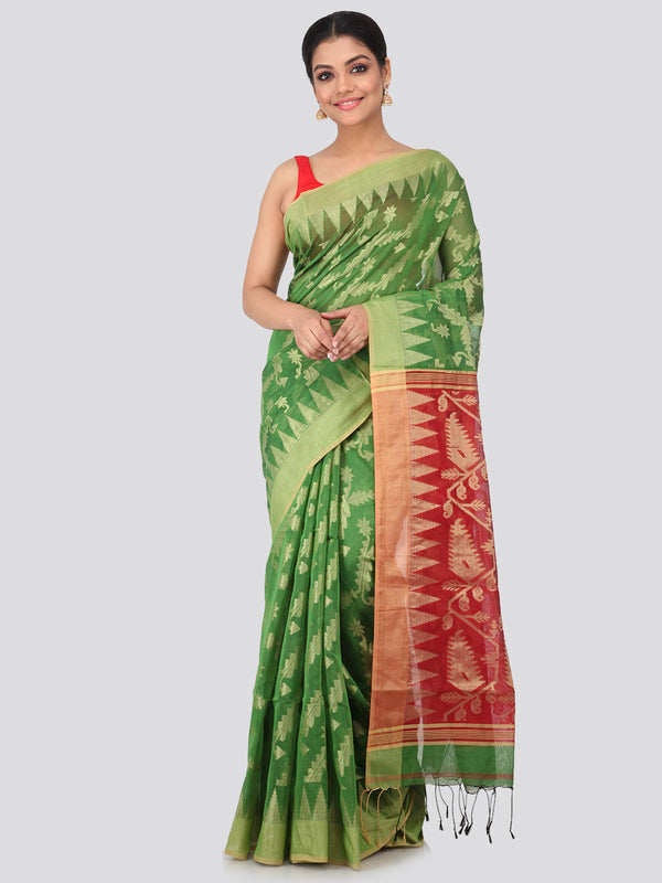 Women's Handloom Cotton Silk Saree With Blouse Piece