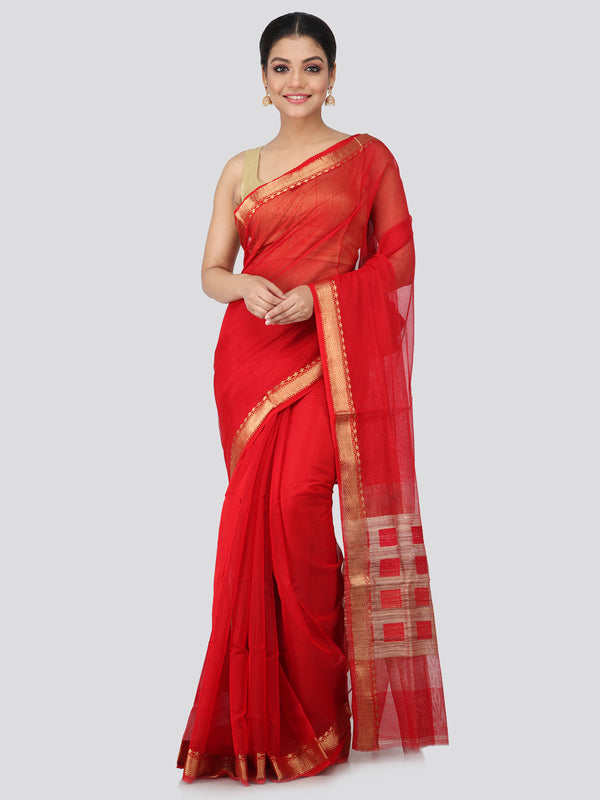 Women's Handloom Cotton Silk Saree With Blouse Piece