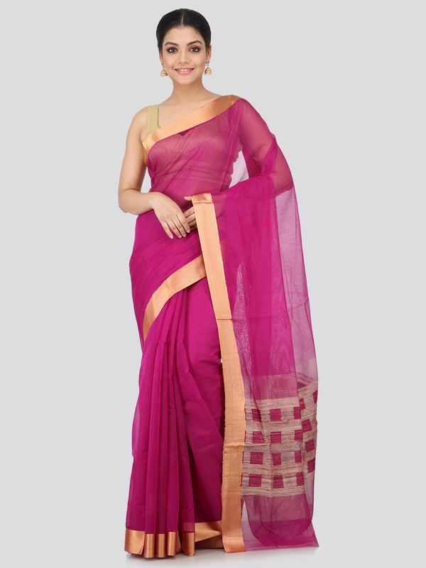 Women's Handloom Cotton Silk Saree With Blouse Piece