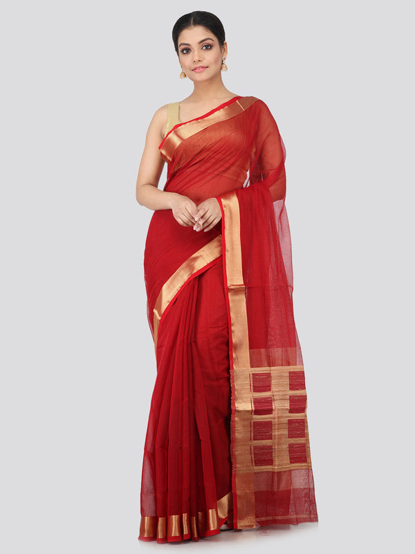 Women's Handloom Cotton Silk Saree With Blouse Piece