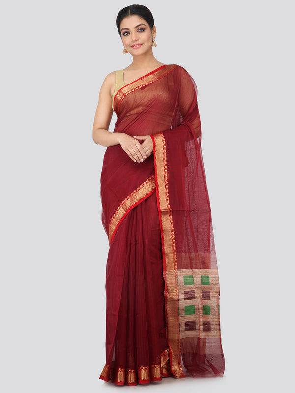 Women's Handloom Cotton Silk Saree With Blouse Piece