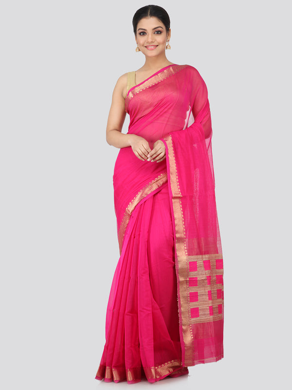 Women's Handloom Cotton Silk Saree With Blouse Piece