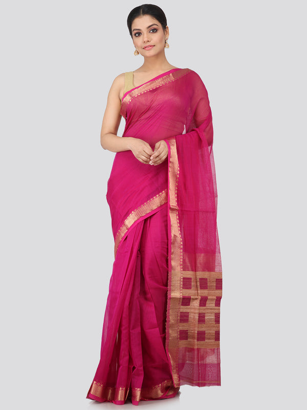 Women's Handloom Cotton Silk Saree With Blouse Piece