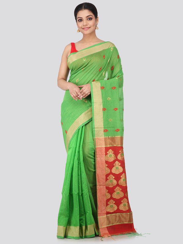 Women's Handloom Cotton Silk Saree With Blouse Piece