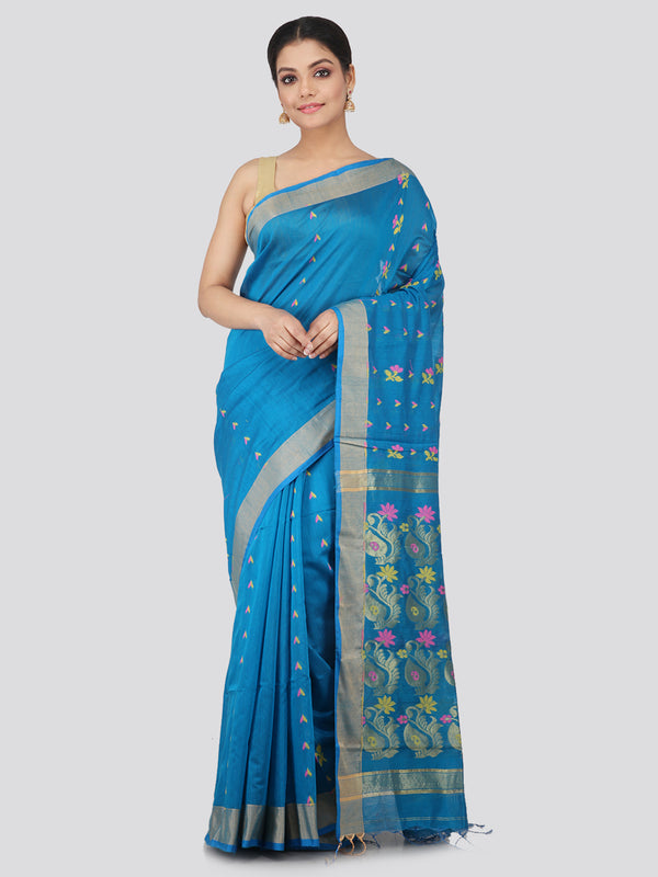 Women's Handloom Cotton Silk Saree With Blouse Piece