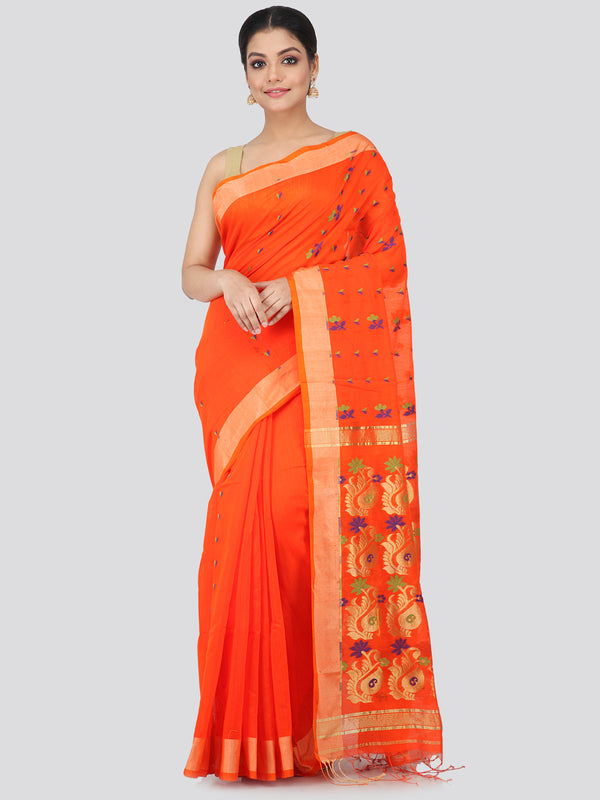 Women's Handloom Cotton Silk Saree With Blouse Piece