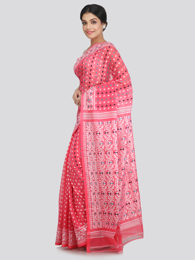 Women's Cotton Jamdani Saree Without Blouse Piece