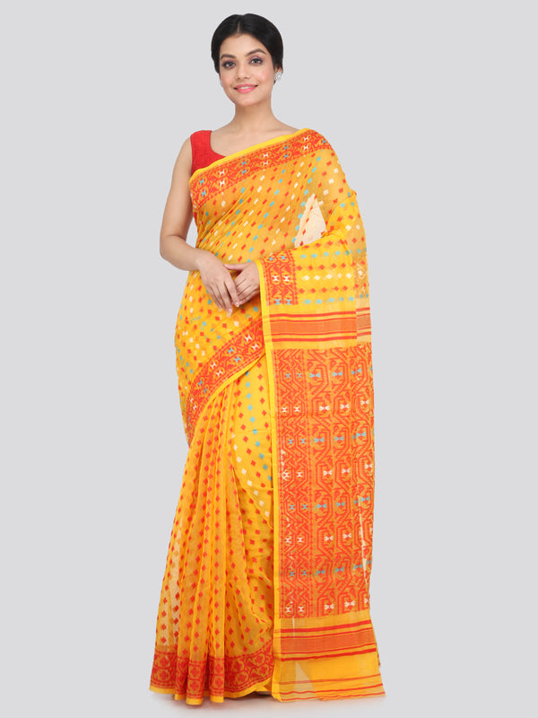 Women's Cotton Jamdani Saree Without Blouse Piece