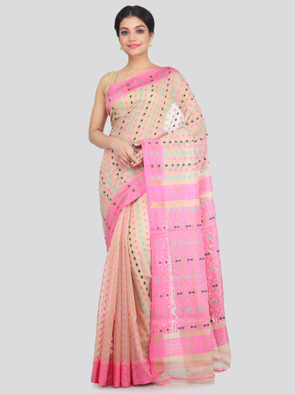 Women's Cotton Jamdani Saree Without Blouse Piece