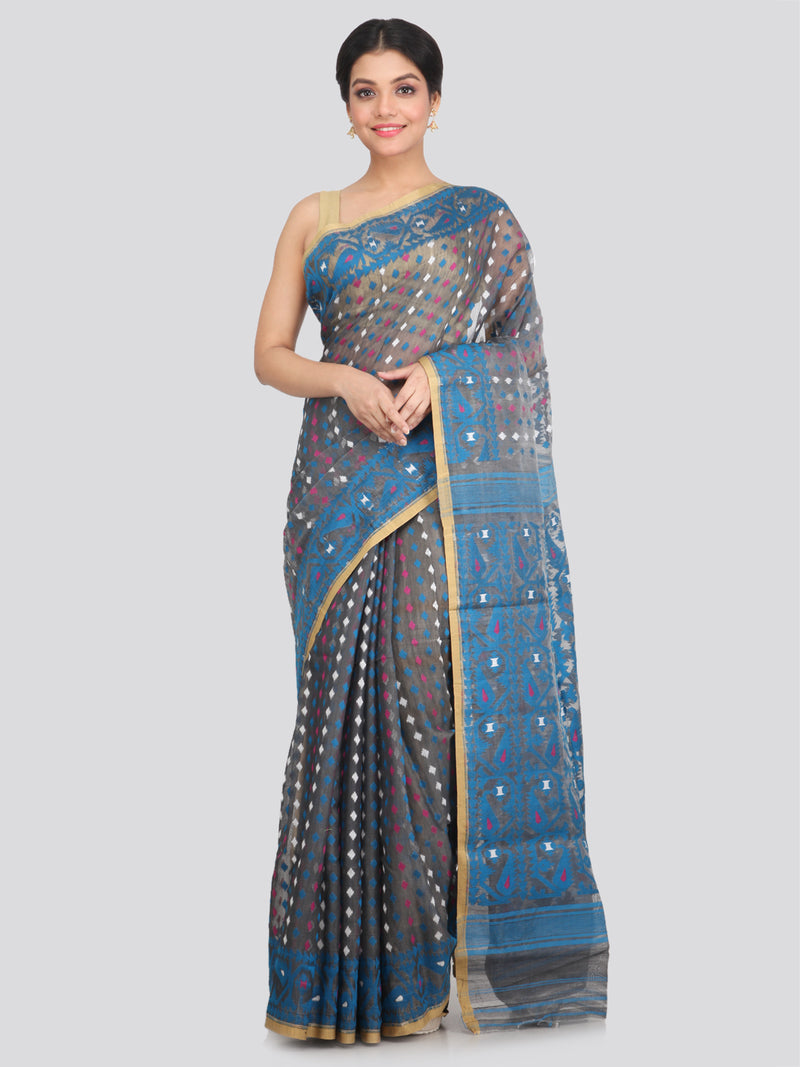 Women's Cotton Jamdani Saree Without Blouse Piece