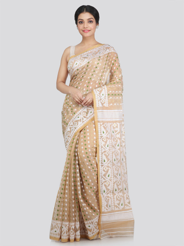 Women's Cotton Jamdani Saree Without Blouse Piece