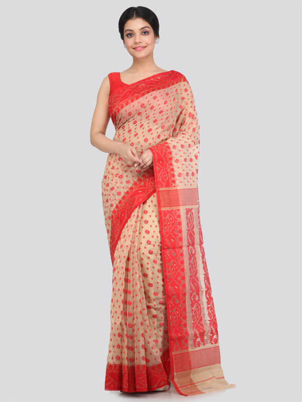 Women's Cotton Jamdani Saree Without Blouse Piece