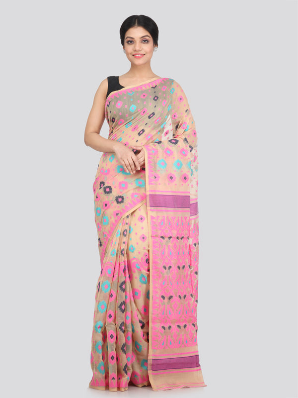 Women's Cotton Jamdani Saree Without Blouse Piece