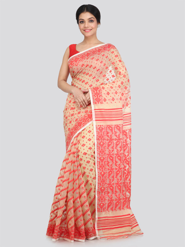 Women's Cotton Jamdani Saree Without Blouse Piece