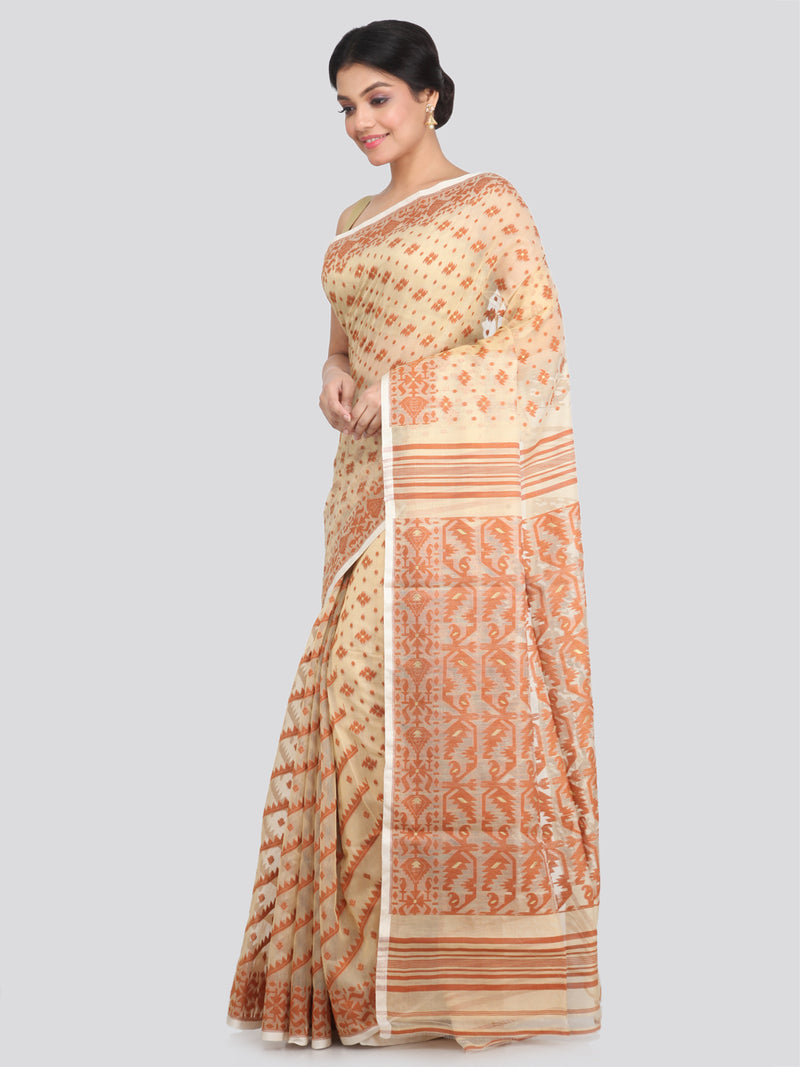 Women's Cotton Jamdani Saree Without Blouse Piece