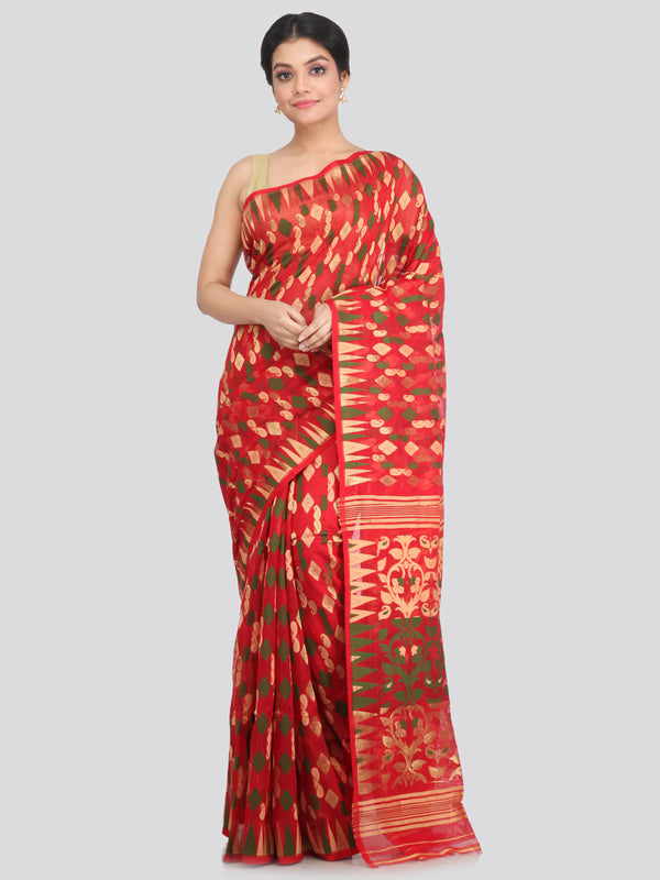 Women's Cotton Jamdani Saree Without Blouse Piece