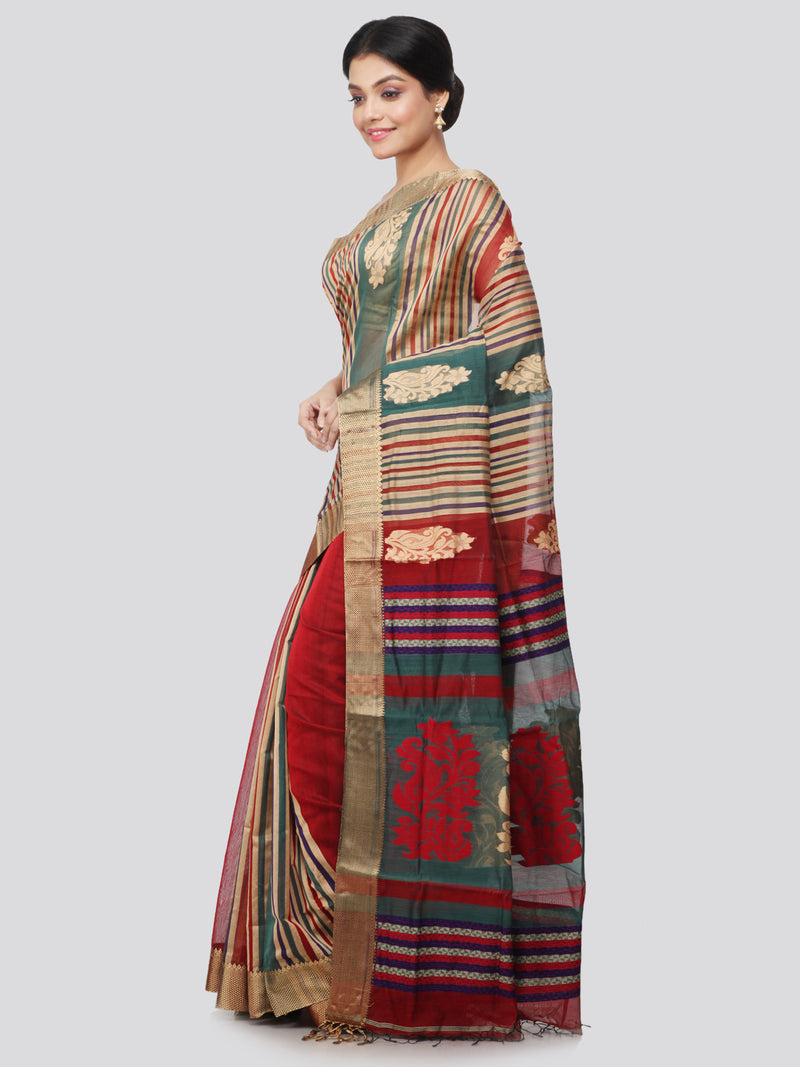 Women's Handloom Cotton Silk Saree With Blouse Piece